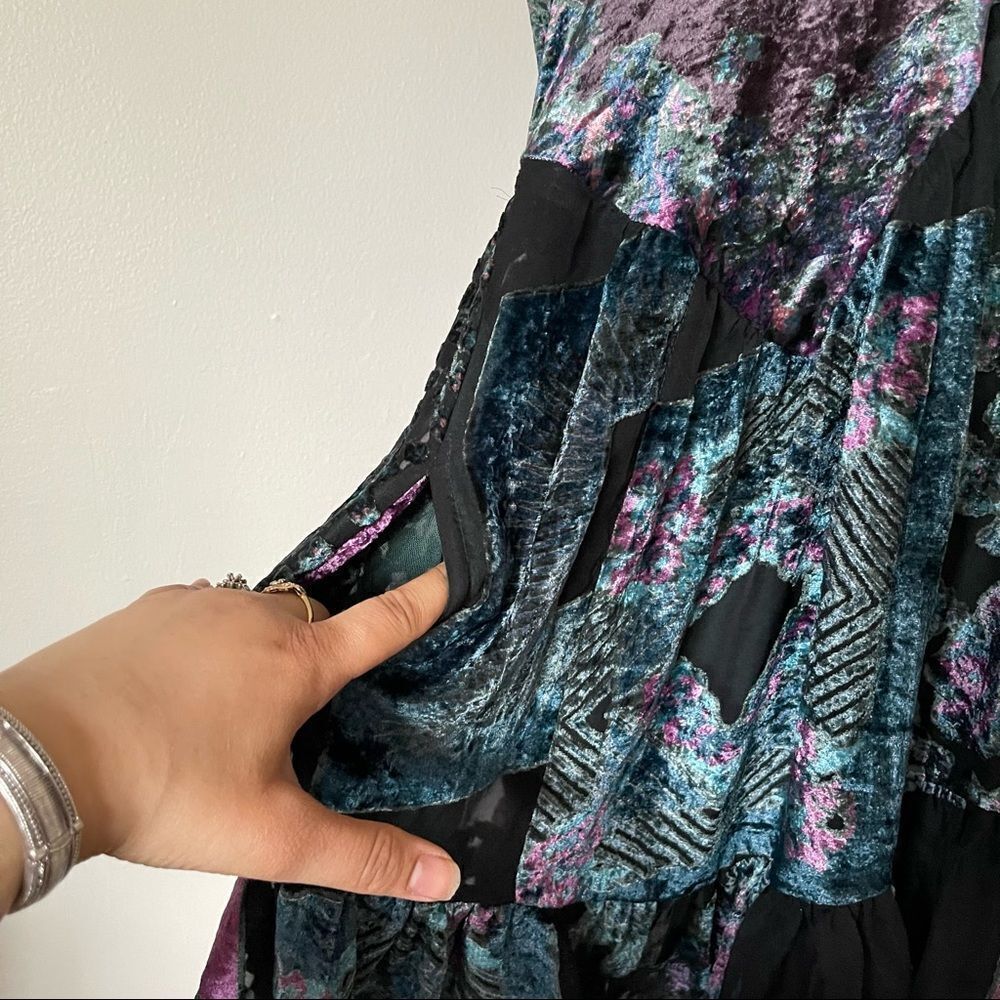 Free People Mended Scarves Velvet Mini Dress Purple XS NWOT View 5